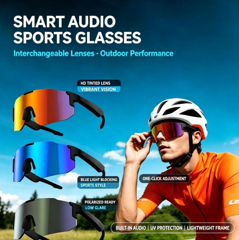Smart Glasses Lens - نظارات شمسية رياضية ذكية مزودة بسماعة